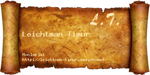 Leichtman Timur névjegykártya